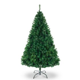7ft 1100 Branches PVC Material DIY 200 Lights Warm Color 8 Modes Christmas Tree Green