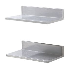 VEVOR 8.6" x 16" Stainless Steel Shelf, Wall Mounted Floating Shelving with Backsplash, 44 lbs Load Capacity Commercial Shelves