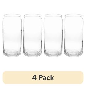(4 pack) 20oz Clear Can Shaped Drinking Glass