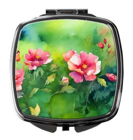 Iowa Wild Prairie Roses in Watercolor Compact Mirror Decorative Travel Makeup Mirror for Women Girls Gifts Pocket Makeup Mirror Folding Handheld