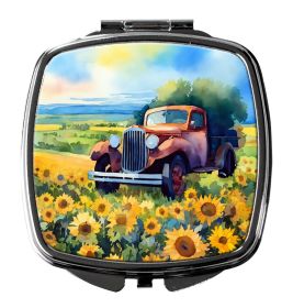 Kansas Sunflowers in Watercolor Compact Mirror Decorative Travel Makeup Mirror for Women Girls Gifts Pocket Makeup Mirror Folding Handheld