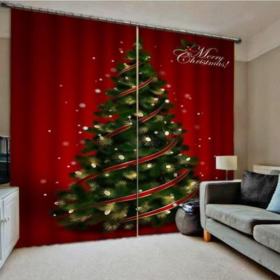 Christmas Pattern Home Decoration Living Room Bedroom Window Curtains (Option: Christmas tree curtains)