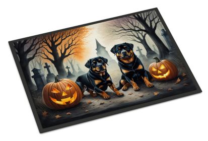 NEW Rottweiler Spooky Halloween Doormat Front Door Mat Indoor Outdoor Rugs for Entryway, Non Slip Washable Low Pile, 18H X 27W (Default: Default)